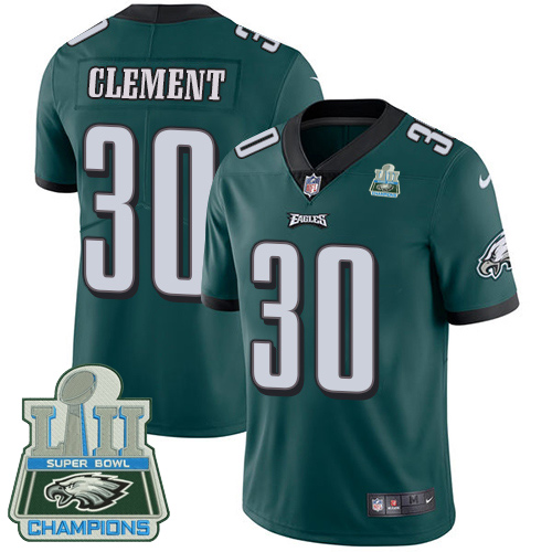 Nike Eagles #30 Corey Clement Midnight Green Team Color Super Bowl LII Champions Men's Stitched NFL Vapor Untouchable Limited Jersey - Click Image to Close